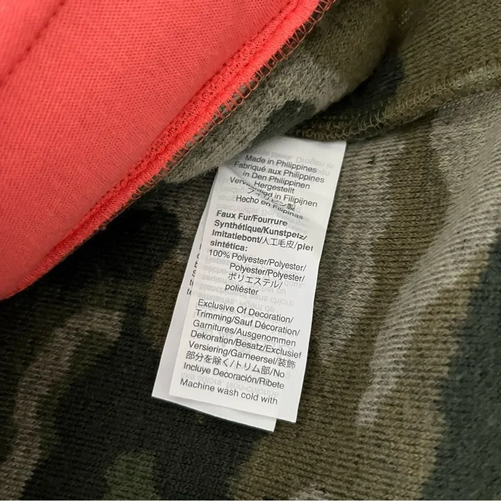 NWT J. Crew Camo Snap-Collar Sherpa Pullover Fleece Sweatshirt, Size XXS